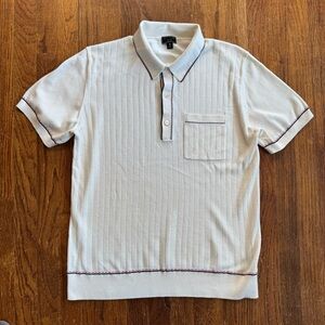 Todd Snyder Italian Cotton Silk Rivera Sweater Polo in Ivory Size Medium